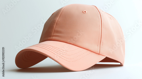 Isolated peach baseballcap on white background mockup photo