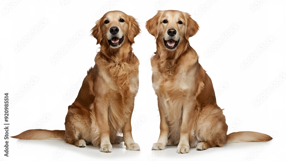 Two golden dogs isolated on transparent background Two golden dogs isolated on transparent background