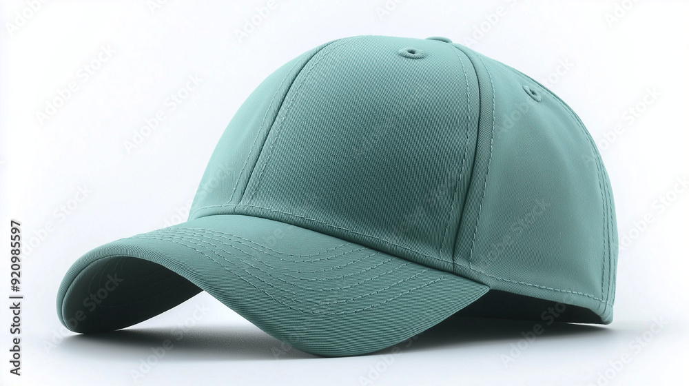 Isolated turquoise baseballcap on white background mockup Isolated turquoise baseballcap on white background mockup