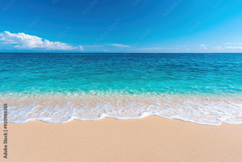 Pristine beach with golden sand and turquoise water under a bright blue sky, capturing the essence of a tranquil tropical paradise. Pristine beach with golden sand and turquoise water under a bright blue sky, capturing the essence of a tranquil tropical paradise.