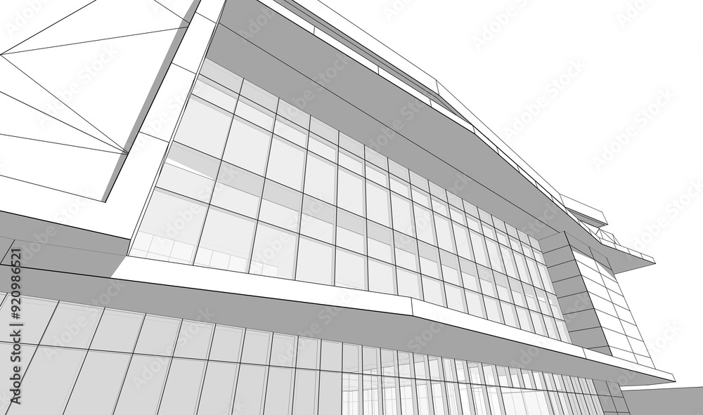 3d rendering sketch of modern building 