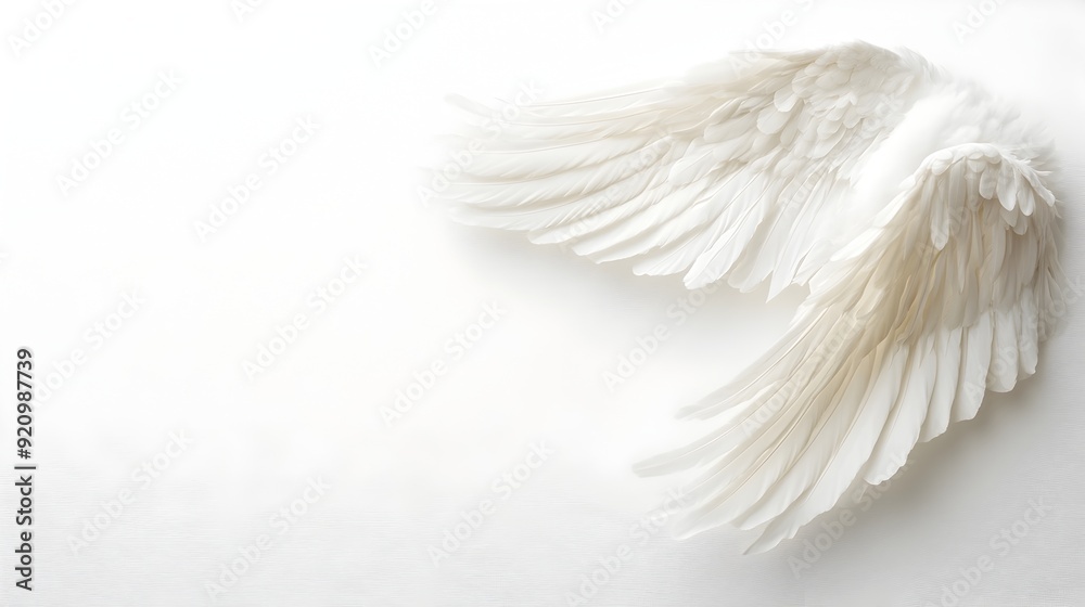 Naklejka premium Soft and Delicate White Feather with Ethereal Beauty Against Minimalist Background
