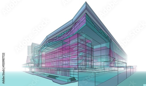 3d rendering sketch of modern building 