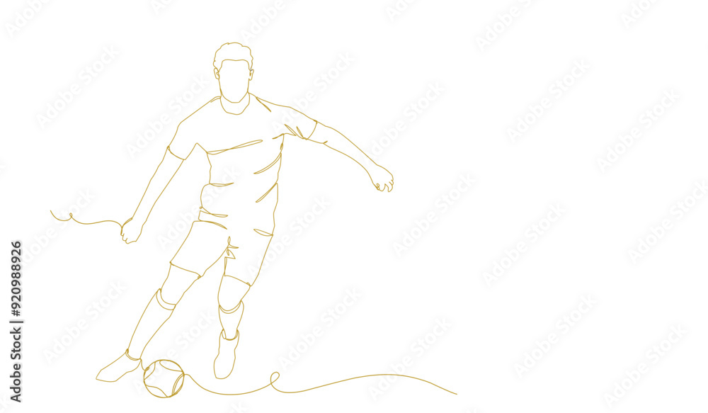 continuous line drawing of soccer player shooting vector illustration. Single one line art of young man playing soccer ball template. continuous line drawing of soccer player shooting vector illustration. Single one line art of young man playing soccer ball template.