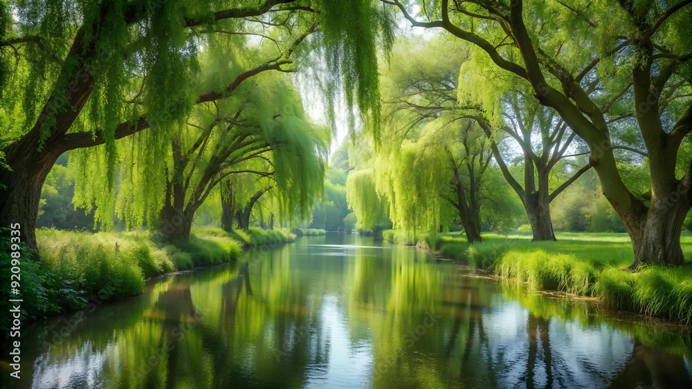 A Tranquil Stream Winding Through a Lush Forest Generative AI A Tranquil Stream Winding Through a Lush Forest Generative AI