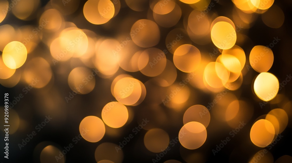 Blurred golden bokeh on black background