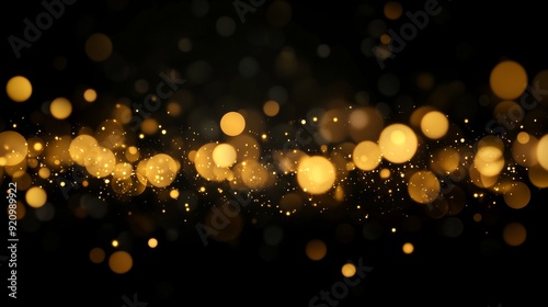 Blurred golden bokeh on black background