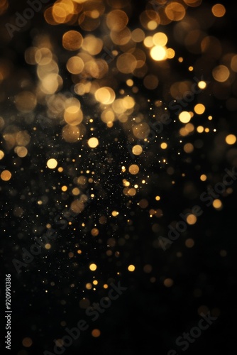 Blurred golden bokeh on black background
