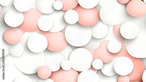 Pastel-colored polystyrene spheres are harmoniously arranged, creating a tranquil composition that exudes simplicity and softness in design SEAMLESS PATTERN