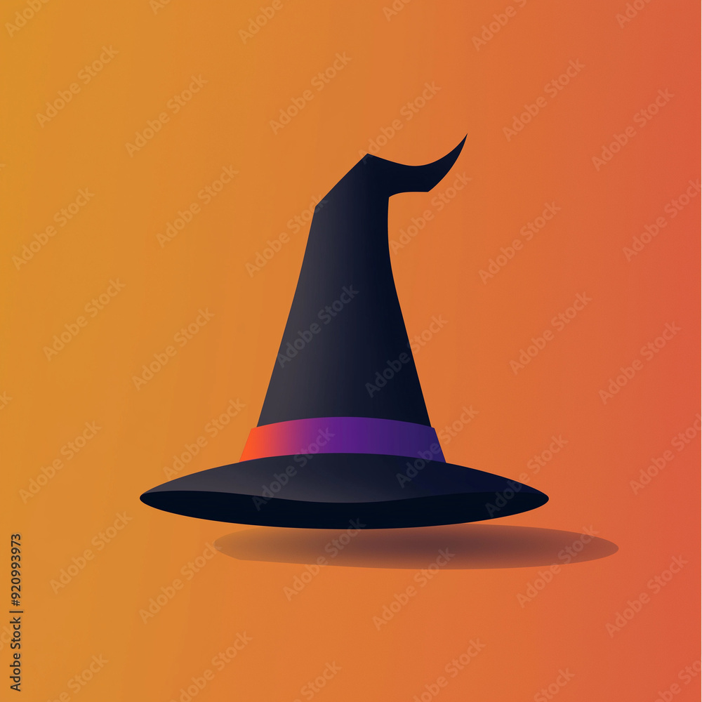 Fototapeta premium witch hat illustration on orange background