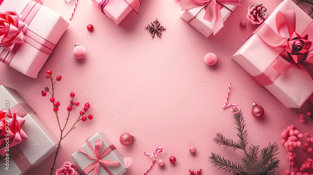 Pink Christmas Gift Wrapping Ideas: Festive Background Pink Christmas Gift Wrapping Ideas: Festive Background