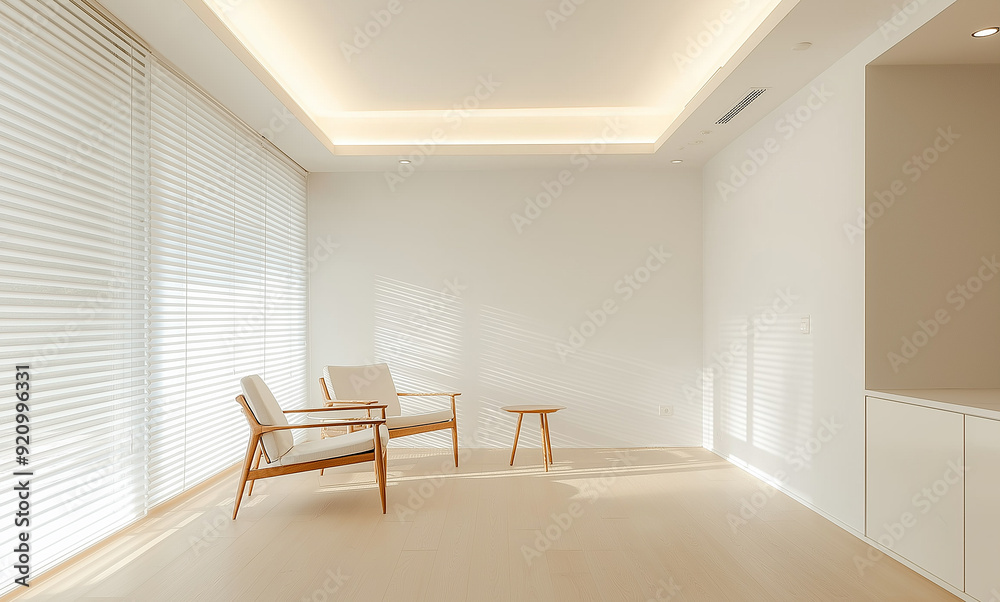 Fototapeta premium a room with a chair and a chair in the corner