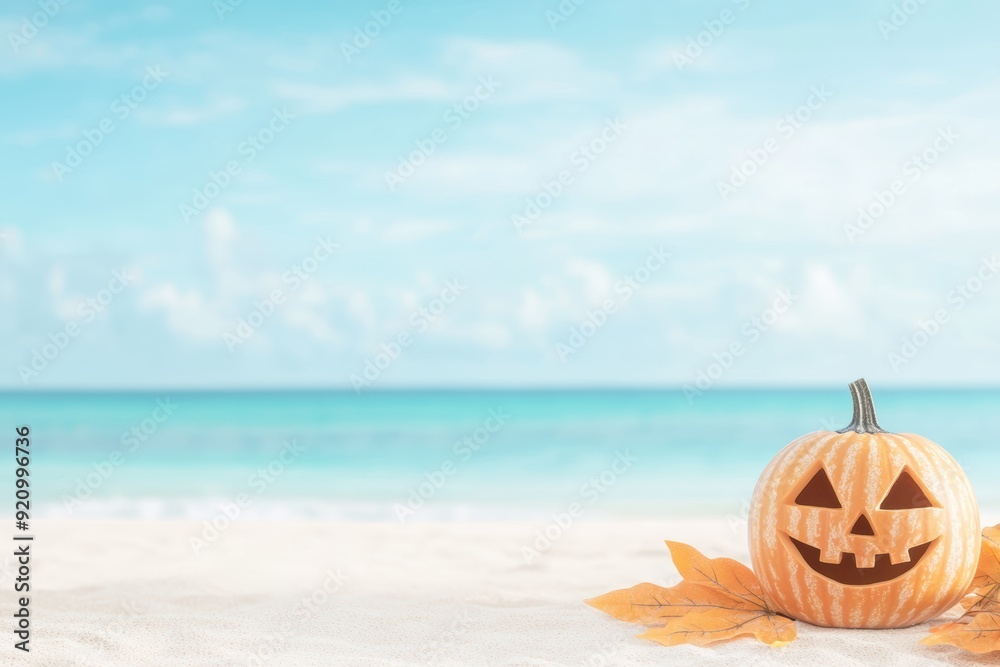 Carved watermelon jack-o'-lantern on sandy beach at sunset, blending Halloween themes with summer vibes, warm light, and ocean background.
Carved watermelon jack-o'-lantern on sandy beach at sunset, blending Halloween themes with summer vibes, warm light, and ocean background.
