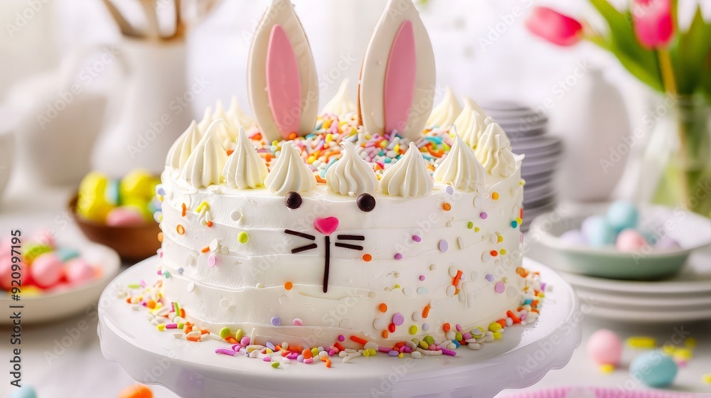 Easter Bunny Cake with Sprinkles Easter Bunny Cake with Sprinkles