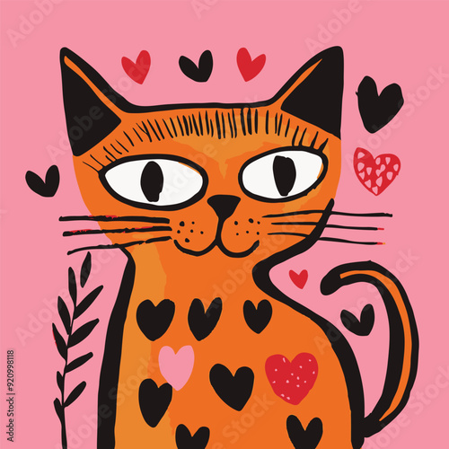 Vector quirky crying valentine's heart, groovy cute comic character. Boho doodle modern print, funny hand-drawn playful art