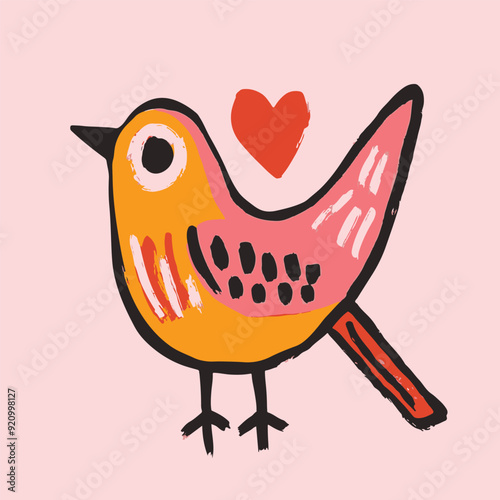 Vector quirky crying valentine's heart, groovy cute comic character. Boho doodle modern print, funny hand-drawn playful art