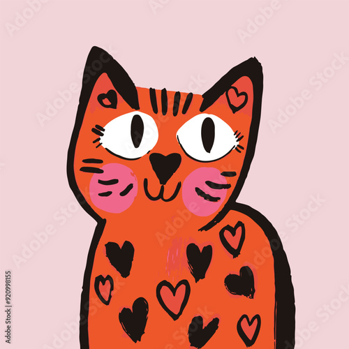 Vector quirky crying valentine's heart, groovy cute comic character. Boho doodle modern print, funny hand-drawn playful art