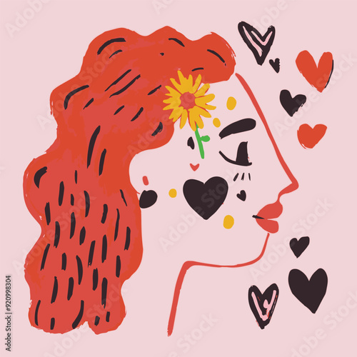 Vector quirky crying valentine's heart, groovy cute comic character. Boho doodle modern print, funny hand-drawn playful art