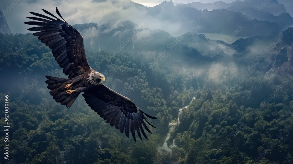 Eagle Soaring Above Majestic Mountains Eagle Soaring Above Majestic Mountains
