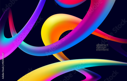 Abstract background of colorful iridescent lines. Bright dynamic wallpaper.