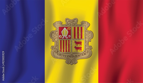 Realistic Andorra flag perfect color, scale, and proportion.