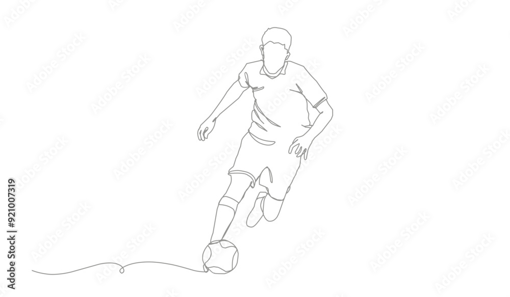 continuous line drawing of soccer player shooting vector illustration. Single one line art of young man playing soccer ball template. continuous line drawing of soccer player shooting vector illustration. Single one line art of young man playing soccer ball template.