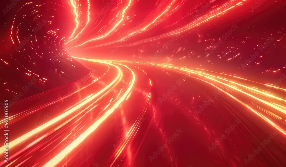Abstract background of red and orange light streaks, swirling and twisting in a tunnel-like formation. The image evokes speed, motion, and energy. Abstract background of red and orange light streaks, swirling and twisting in a tunnel-like formation. The image evokes speed, motion, and energy.