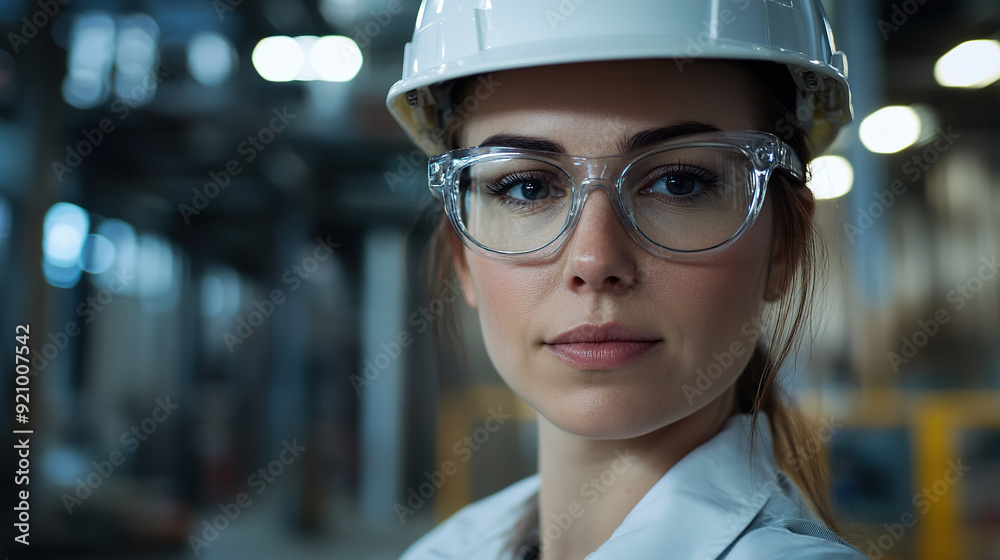 Industrial worker in safety glasses and a white hard hat, portrayed in a cinematic eye-level shot with accent lighting, working in a realistic industrial setting. Industrial worker in safety glasses and a white hard hat, portrayed in a cinematic eye-level shot with accent lighting, working in a realistic industrial setting.