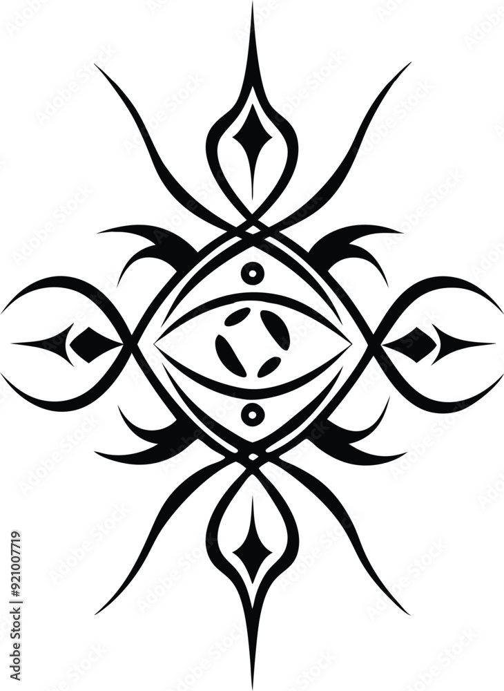 tribal mysterious symmetrical line art illustration black and white tribal mysterious symmetrical line art illustration black and white