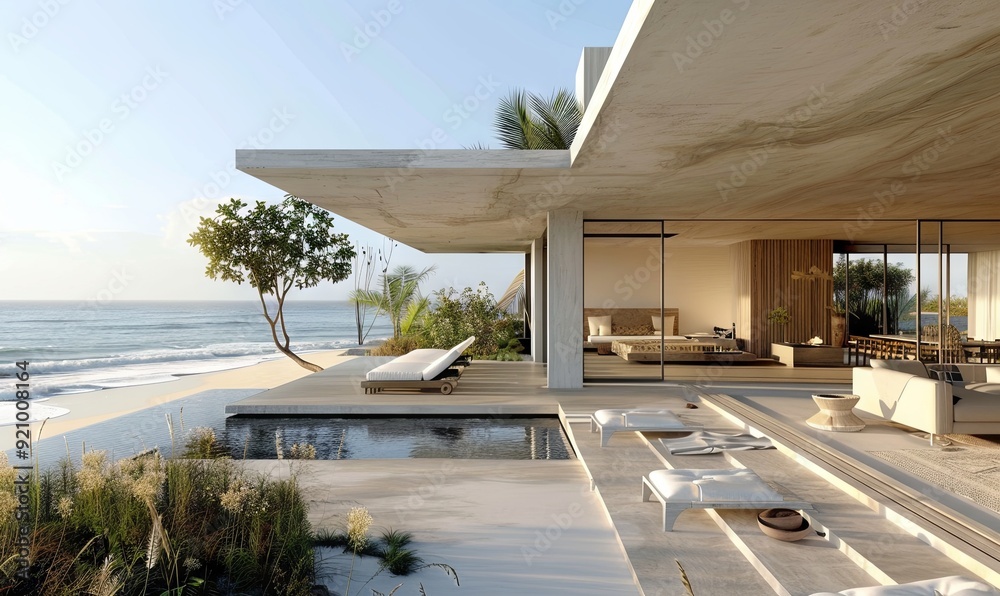Minimalist beach home with unobstructed views. Minimalist beach home with unobstructed views.