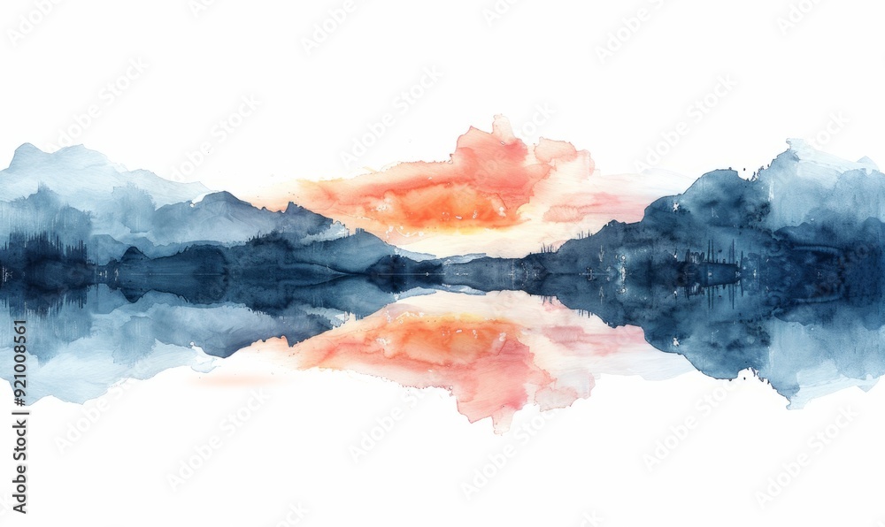 Watercolor abstract twilight reflections on white. Watercolor abstract twilight reflections on white.