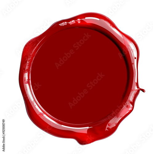  red wax seal with shadow on transparent background (png image), a.i generated