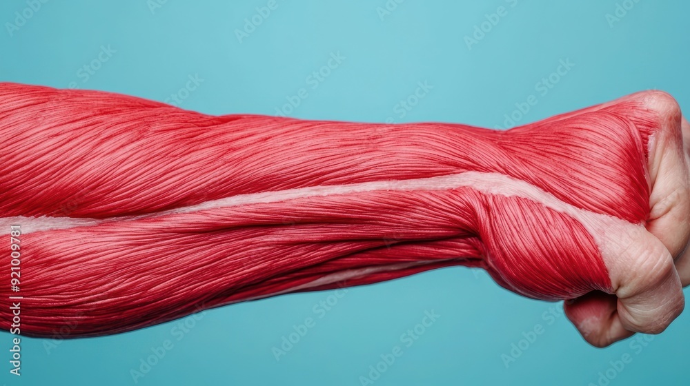Detailed Close-Up of Bicep Curl Showing Muscle Fibers and Tendons with ...