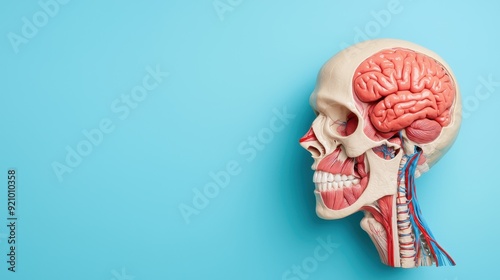 Intricate Crosssection of Human Head Displaying Cranial Nerves Complexity with Copy Space for Text in 8K High Detail Resolution