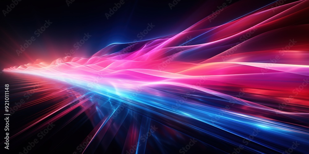 Abstract digital art with glowing pink and blue waves. Abstract digital art with glowing pink and blue waves.