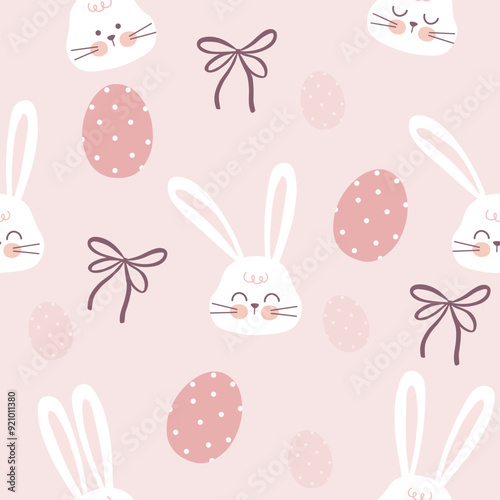 rabbit , easter egg and 2 layer bow seamless