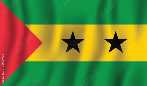 Realistic Sao Tome and Principe flag perfect color, scale, and proportion.