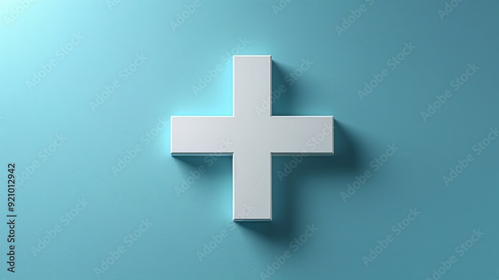 A white medical cross symbol on a soft blue gradient background A white medical cross symbol on a soft blue gradient background