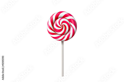 Sweet and colorful lollipop with red and white stripes, perfect for candy lovers and festive celebrations.