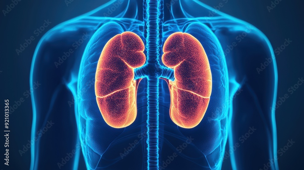 Detailed Anatomy of Adrenal Glands and Stress Response Regulation with Copy Space for Text in 8K Resolution Detailed Anatomy of Adrenal Glands and Stress Response Regulation with Copy Space for Text in 8K Resolution