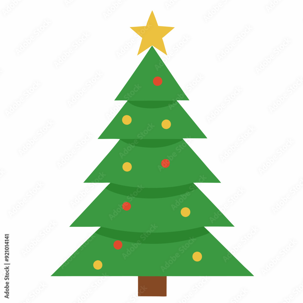 Detailed Christmas tree vector with ornaments, star, and gifts, perfect for festive designs. Detailed Christmas tree vector with ornaments, star, and gifts, perfect for festive designs.