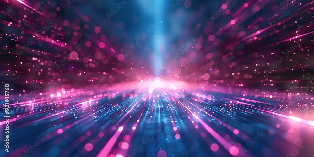 Naklejka premium Abstract futuristic background with bright lights and bokeh.