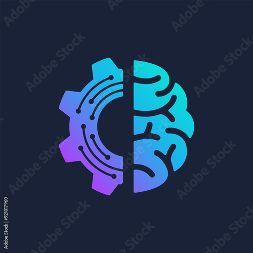 abstract technology logo gear brain