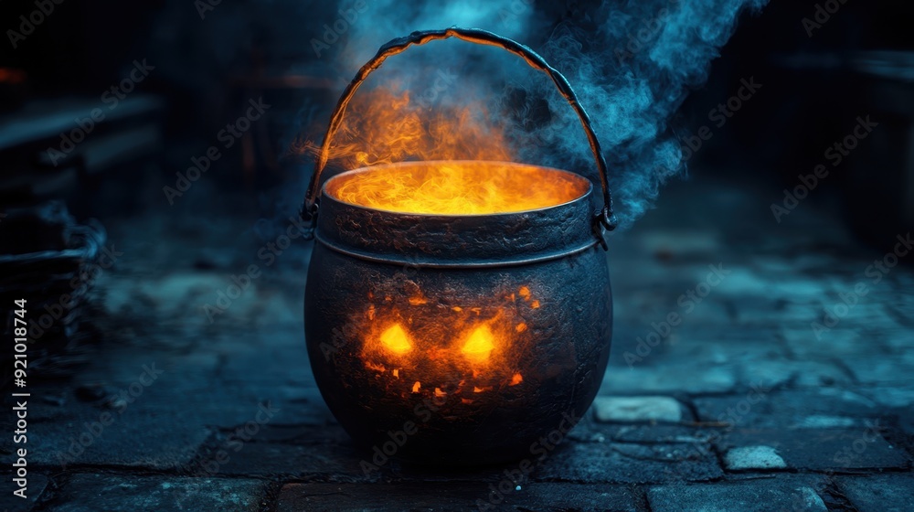 Eerie HalloweenGlowStyle Copper Bucket with Mystical Glow for Spooky Decor Eerie HalloweenGlowStyle Copper Bucket with Mystical Glow for Spooky Decor