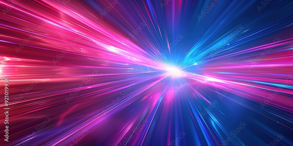 Abstract glowing lines in pink and blue colors, radiating outward from a bright center. Abstract glowing lines in pink and blue colors, radiating outward from a bright center.