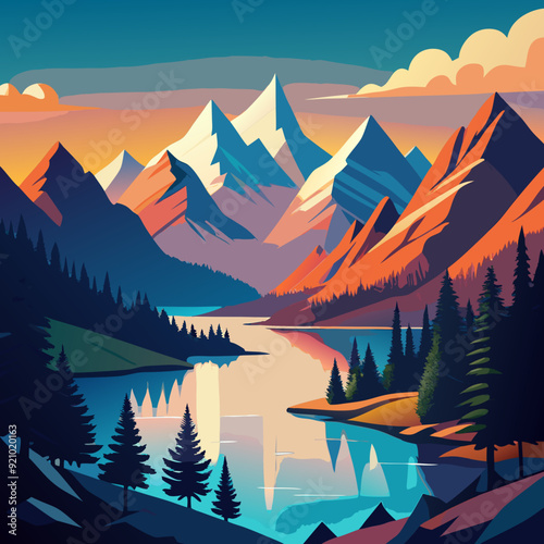 sunset in the mountains