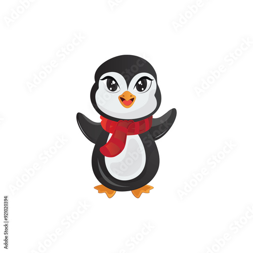 Cute Cartoon Penguin.Vector illustration.Use for T shirt Template, kids designs, fashion clothes.