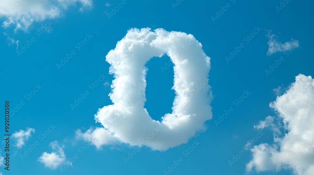 Symbolic Number 0 Cloud in Pristine Blue Sky Representing Net Zero Emissions Symbolic Number 0 Cloud in Pristine Blue Sky Representing Net Zero Emissions
