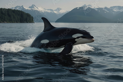 a happy orca in its natural habitat