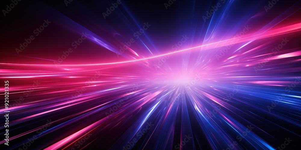 Abstract glowing lines in vibrant pink and blue hues radiating from a central point. Abstract glowing lines in vibrant pink and blue hues radiating from a central point.